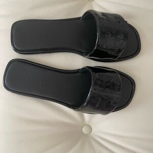 Tory Burch Double T Sport Slide Patent Leather